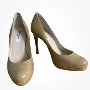 LK Bennett Sledge Nude beige Patent Leather Pumps Shoes Platform heels 38.5 / 8